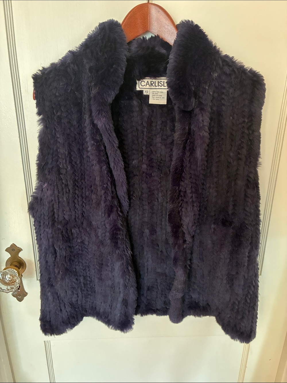 Carlisle Plush Fur Vest in Deep Navy